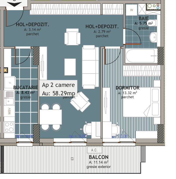 Apartament doua camere  în Elite City, Cluj-Napoca.